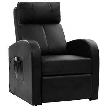 vidaXL Sillón de Masaje Eléctrico con Mando a Distancia Cuero Sintético Negro