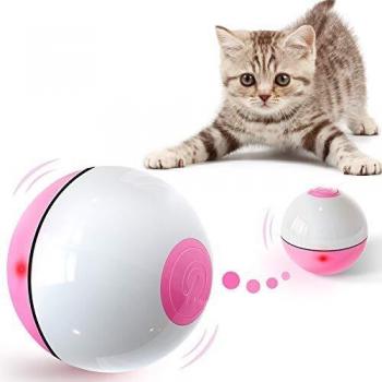 Iokheira Bola de Gato, Juguetes para Gatos,Carga USB Juguete Gato Automática, Bola Eléctrica de 360 Grados Juguete Interactivo con luz LED para Ejercicio Gatos y Perros