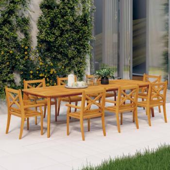 8-Piece Outdoor Dining Chairs Set in Solid Acacia Wood