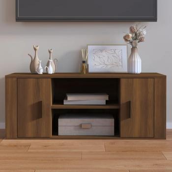 Mueble para TV de madera contrachapada color marrón roble 100x35x40 cm