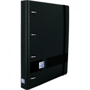 Carpeta Oxford Europeanbinder Live&Go A5+ con recambio Dots - Tapa de plástico superresistente - Anillas 4x25mm - Cierre con goma elástica - Color negro