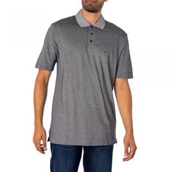 Armani Exchange Men's Polo Shirt - Contrast Collar Embroidered Monogram - Navy/Off White, Size M