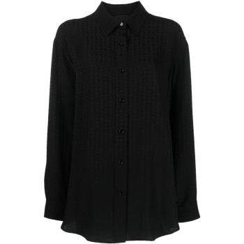 Givenchy Women's Silk Oversized Shirt in Black | Size 34 | BW612R14TK