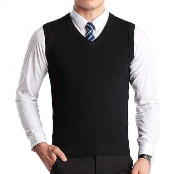 FULIER Hombre Invierno Sin Mangas con Cuello En V Chaleco Classic Business Gentleman Prendas De Punto De Punto Chaleco Suéter Cardigans Tank Tops