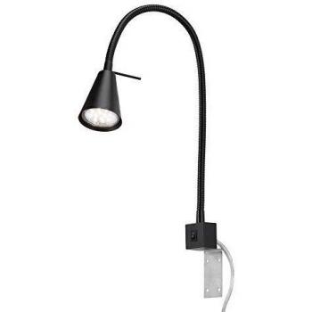Aplique de pared LED Tuso, montaje en cama, negro con interruptor y ajuste orientable