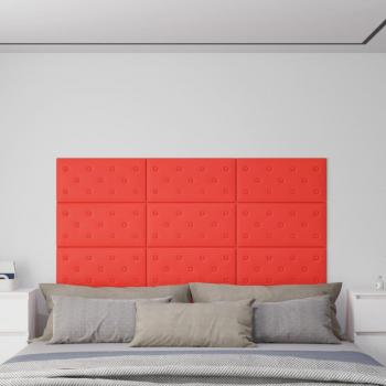 Paneles de pared 12 piezas Rojo 60x30 cm Cuero similar 2,16 m²