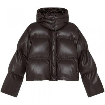 Stella McCartney Women's Brown High Neck Short Puffer Jacket, Size XS