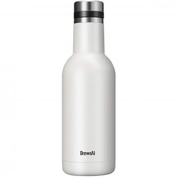 Brewsly Botella de Agua - 500ML de Doble Pared con Aislamiento Botella Térmica, Acero Inoxidable 18/8, Proceso de Recubrimiento en Polvo, Resistencia al Rayado, Fácil de Limpiar, Blanco