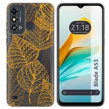 Funda Silicona Transparente con Diseño de Hojas para ZTE Blade A53