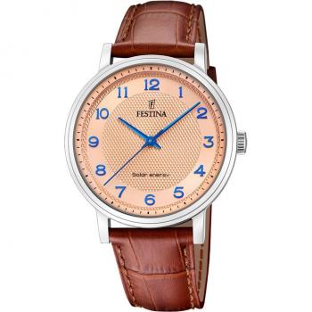 Festina F20660/2 Solar Energy Reloj para Hombre de Cuero Rosa