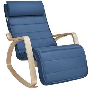 Mecedora acolchada ajustable con reposapiés, patas de ángulo 5 grados, carga 150 kg, disponible en amarillo, azul, beige, gris claro, gris oscuro y negro