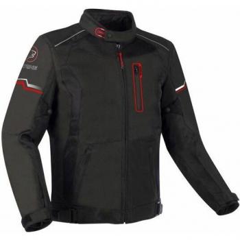 Bering Chaqueta de Moto Astro Textil Impermeable Negro-Rojo (XL)