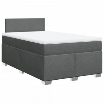 Cama Box Spring con colchón de muelles en tela gris oscuro 120x200 cm