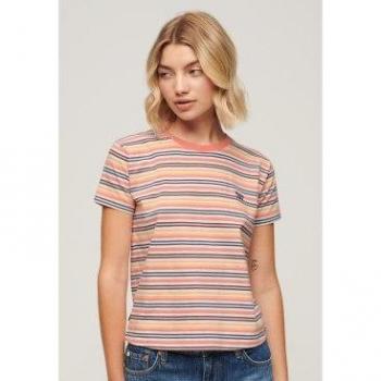 Camiseta Superdry Essential Rayas Coral Manga Corta de Mujer