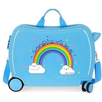 Roll Road Arcoiris Everything Ok Maleta Infantil Azul 50x39x20 cms Rígida ABS Cierre combinación 38L 2,1Kgs 4 Ruedas Equipaje de Mano