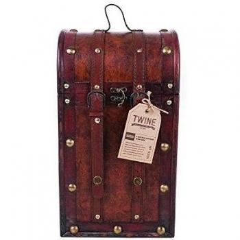 True Fabrications Treasure Chest Wood Wine Box 2 Bottle Wine Holder