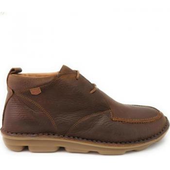 Cómoda Botín hombre On Foot línea TACMAN 7055 en suave piel marrón con cuello acolchado, ajuste de cordones, forro y plantilla móvil en tejido suave transpirable, altura tacón bajo (1-3 cm),
