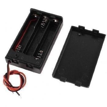 sourcing map Soporte de la batería de la 2-Micro/Apagado w para 3 x AAA 4,5 V