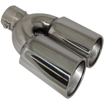 Aerzetix: embellecedor de tubo de escape, de doble de salida, cromado, montaje sin soldadura