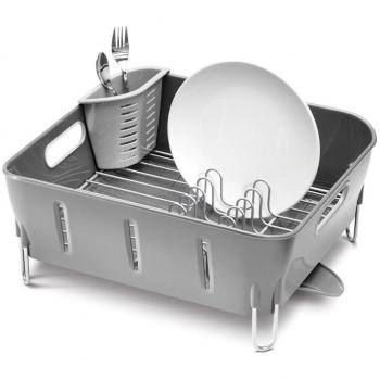 simplehuman, escurreplatos compacto, plástico gris