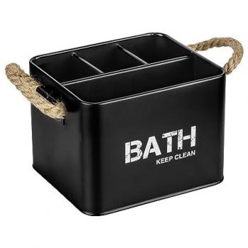 Organizador de Baño Gara - Acero Negro - 4 Compartimentos - 19x12.5x13 cm