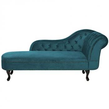 Méridienne Chesterfield de terciopelo verde azulado derecha Nimes