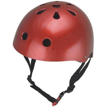 Kiddimoto Casco Bicicleta Completamente Ajustabl - Bici Casco para Infantil y Niños para Patinete, Ciclismo, Scooter, Bicicleta de Equilibrio y Monopatin - Rojo Metalizado - M