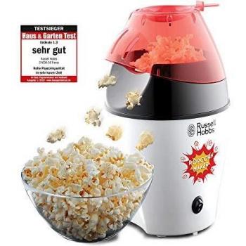 Russell Hobbs Máquina para Hacer Palomitas Fiesta - Palomitas Caseras, Sin Grasa Ni Aceite, Capacidad 12 Tazas, Incluye Cuchara de Medición, Tapa Extraíble, 1200 W, Blanco y Rojo - 24630-56