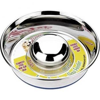 caldex Classic Acero Inoxidable Antideslizante LENTO Comedero, pequeño, 19cm - Acero, Small 19 cm