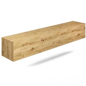 Mueble TV de pared 3 puertas 180 cm estratificado marrón y beige, diseño moderno en madera clara