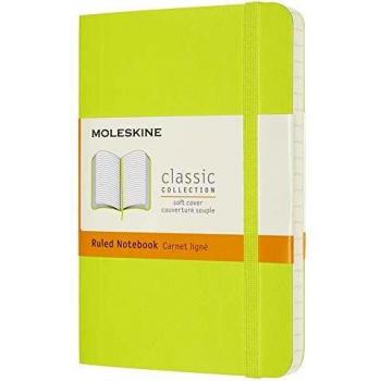 Moleskine - Cuaderno Clásico con Hojas de Rayas, Tapa Blanda y Cierre con Goma Elástica, Tamaño de Bolsillo 9 x 14 cm, Color Verde Limón, 192 páginas