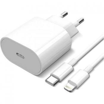 Cargador de Pared USB-C 20W con Cable Lightning Power Delivery Original Blanco