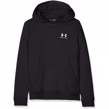 Under Armour EU Cotton Fleece Hoody Parte Superior del Calentamiento, Niños, Negro, YXL