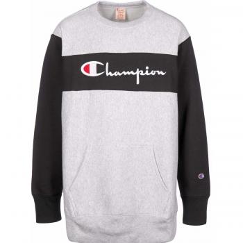 Champion Men's Gray Color Block Sweatshirt with Kangaroo Pocket, Size M