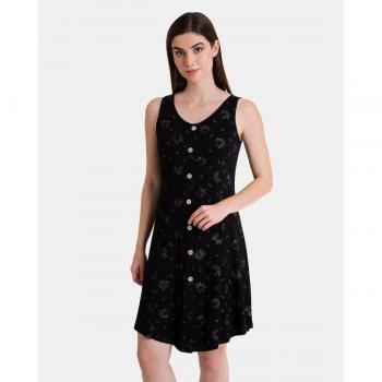 Vestido de playa corto sin mangas estampado con botones decorativos