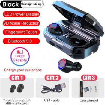 Auriculares Inalámbricos TWS Bluetooth con Micrófono, Estuche de Carga y Control Táctil para Deportes