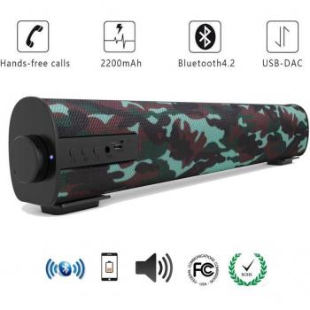 Altavoz Bluetooth y Barra de Sonido Inalámbrica de 16,7 Pulgadas con Subwoofer y Control Remoto, Larga Duración para Teléfono/Tablet/TV