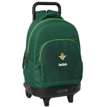 Mochila Escolar Real Betis Balompié Verde 33 x 45 x 22 cm, Maleta Trolley Real Betis Balompié con Ruedas y Asa Extraíble, Mochila Grande con Ruedas Compact