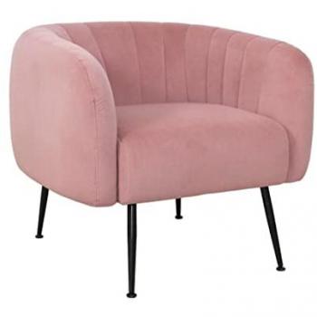Butaca Envolvente de Terciopelo Rosa con Patas Negras - Modelo Telma