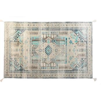 Alfombra envejecida de algodón azul Árabe (120 x 180 x 1 cm)