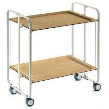 DON HIERRO - Carrito Auxiliar con Ruedas Bauhaus armazón metálico Color Blanco, 2 bandejas.