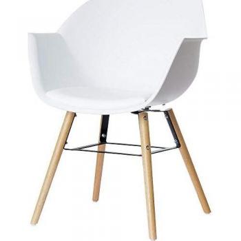 Silla Paperflow Wiseman Blanca con Asiento de Espuma y Patas de Madera - Pack de 2