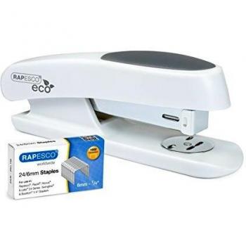 Rapesco 1483 ECO Sting Ray Grapadora de Media Carga, 1 Caja de 1.000 Grapas 24/6 mm - Blanco Mate