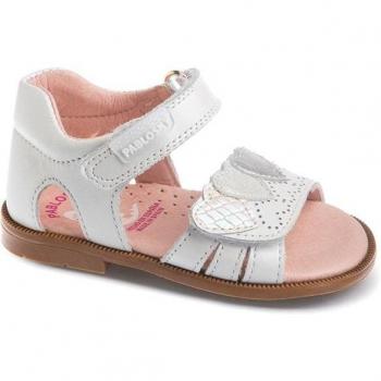 Sandalias Pablosky 024608 blancas de piel con cierre adherente