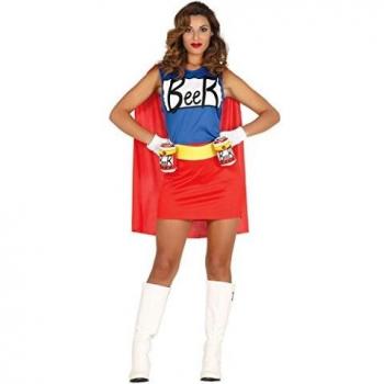 FIESTAS GUIRCA beerwoman Traje Mujer Cerveza, color Rojo/Azul, Talla M