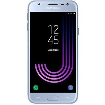 Samsung Galaxy J3 (2017) Modelo SM-J330F, 5 Pulgadas, 4G, Memoria Interna de 16GB y RAM de 2GB, Batería de 2400mAh, Cámara de 13MP, Android 7.0 Nougat - Color Azul y Plata