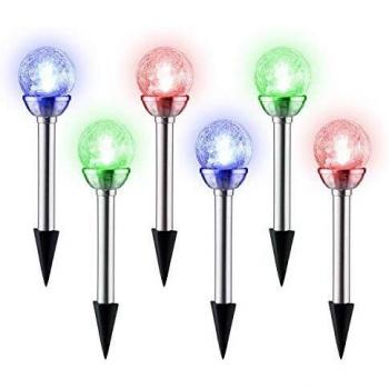 Baliza LED Solar RGB 0,08W 35CM Esfera de Cristal IP44 - Pack de 4 unidades
