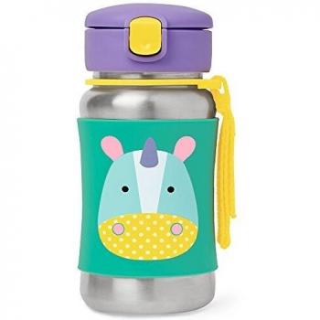 SkipHop Zoo Stainless Steel Straw Bottle, Eureka Unicorn