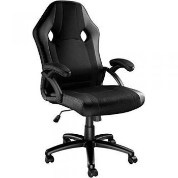 Tectake Silla de oficina Goodman - silla de escritorio tipo gamer, diseño deportivo y ergonómico, estructura robusta y resistente, tela de malla transpirable, poliuretano negro