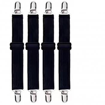 4 Piezas Negro ajustables clips de retención antideslizantes, fijación antideslizante, clips de metal pinzas para hoja de cama